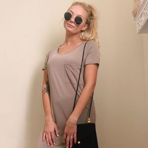 Midi length tan dress